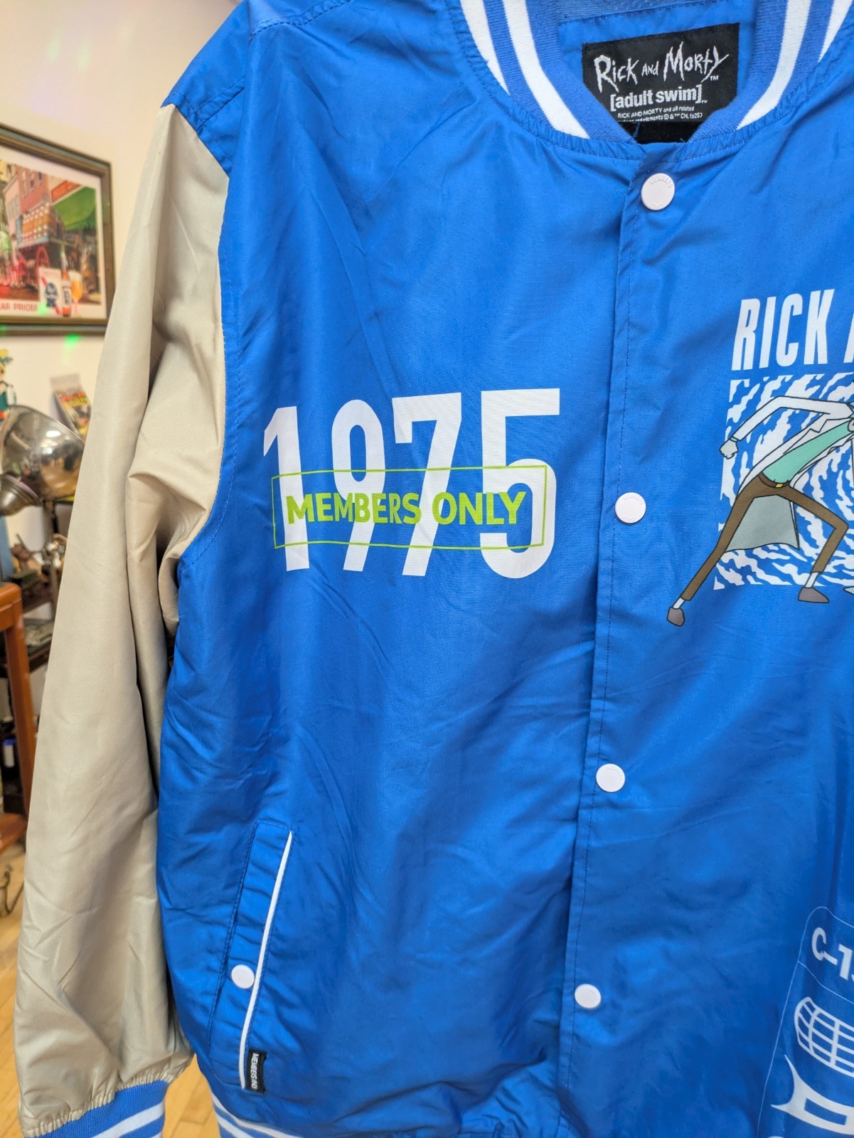 Rick & Morty Members Only Jacket All Over Print Front/Back Size Large NWT - second product detail image