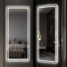 Door Mirror Full Length, 44.1" x 15.8" Lighted Over The Hanging, Full Body Wa...