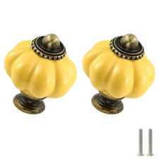 Yellow Pumpkin Knobs 12 Pack Ceramic Cabinet Knobs Vintage Drawer Pulls - Ant...