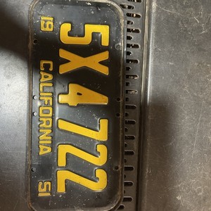 Vintage California Driver's License Plate 1951 Plate  5x4722