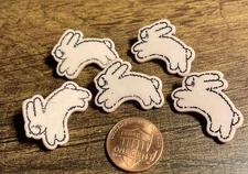5 Vtg JHB Dull Very Pale Pink Bunny Rabbit Novelty Shank Buttons 25mm 1" 16187