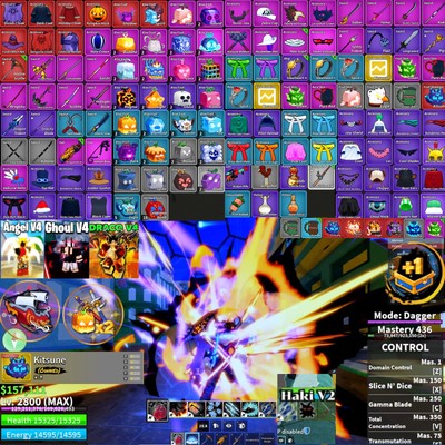 BLOX FRUIT LV2800 Draco V4 Ghoul V4 Angel V4 All FS Perm Kitsune Crimson Haki V2