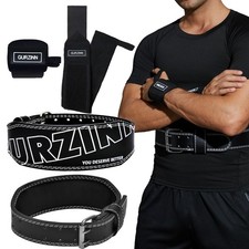 Weight Lifting Belt 4 inch Leather Belt Foam Padded Back Support Gym Belt for...