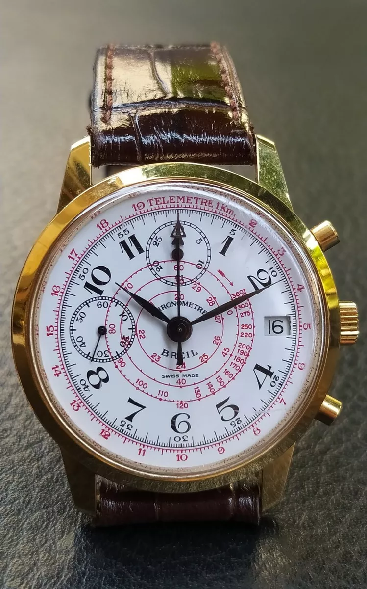 Stopwatch Breil Swiss Made 17 Jewels Caliber Age Valjoux 7765 IN Perfect Cond