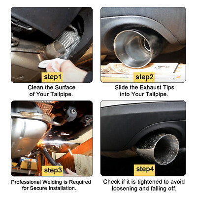 Exhaust Tip Stainless Steel Truck - 2.5 Inlet, 4 Outlet, 5 Long