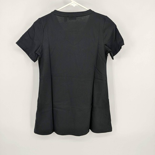 LOGO Lori Goldstein The Tee V Neck Short Sleeve T Shirt Black Women's Size XXS - Picture 4 of 5
