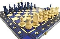 The Wholesale Chess Lublin European Chess Set - Blue