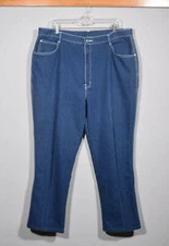 Vintage P.S. Gitano White Trim Dark Wash Plus Size Mom Jeans #44976 Sz 38