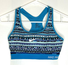 NIKE Pro DRI-FIT M Medium Women's Sports Bra Running Gym Yoga Dri Fit Blue print