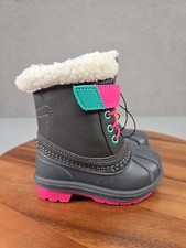 Cat Jack Snow Boots Gray And Pink Thermolite Kids Sz 5 Waterproof