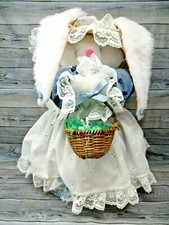 Easter Bunny Plush Large Standing Farm Country granny style with basket 17 in