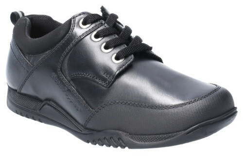 Hush Puppies Girls Lace Up Patent Black Leather School Shoes