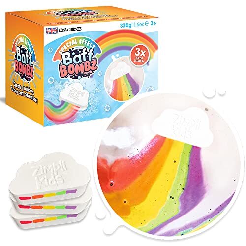 3 x Bombe da Bagno Grandi Nuvole Arcobaleno di Zimpli Kids, Bombe da (H8k)