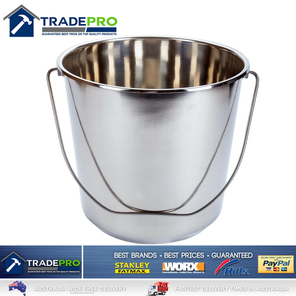 Stainless Steel Bucket with Handle 16Ltr HDuty Premium Quality 16L Pail Med - image 3 of 4