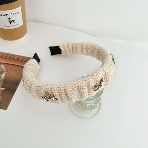 Fashion Hair Accessories Headband Five-Pointed Star Women Rhinestones Knitted - Picture 8 of 23