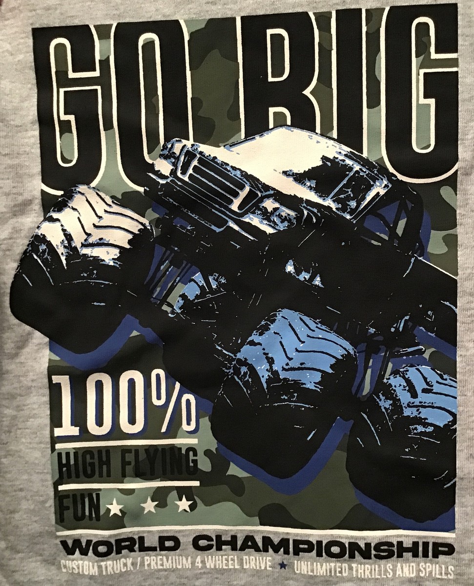 GO BIG Boys 5 Gray w Red Long Sleeve Monster Truck 4 Wheel Drive