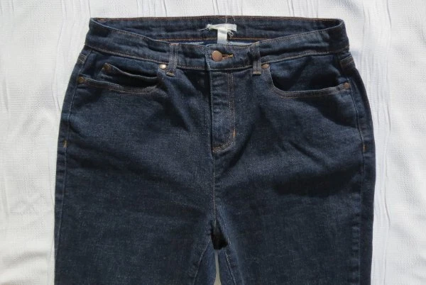 Pantalones de mezclilla orgánicos elásticos oscuros EILEEN FISHER EE. UU. M 10 BOYFRIEND tiro alto COMO NUEVOS Foto 2 de 4