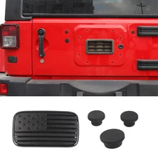 Black Rear License Plate Delete Cover + Tailgate Plug for Jeep Wrangler JK 2007+