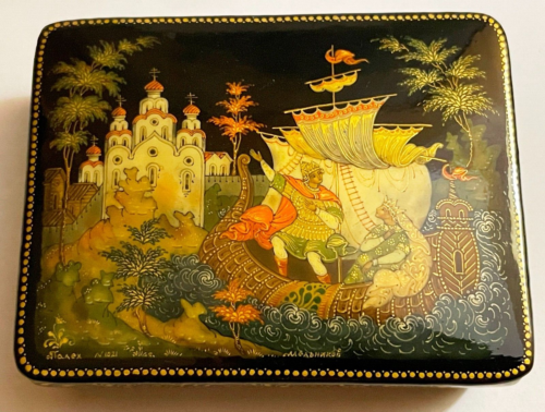 Vintage Quality Russian Lacquer Box Sadko Palekh by Melinkova USSR - Picture 1 of 6