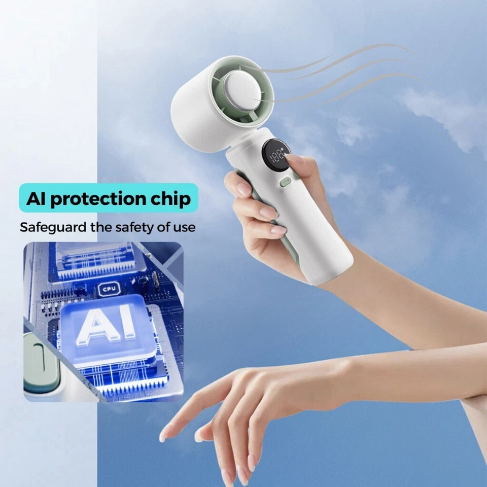 Ventilador Portátil de Mano, Ventilador de Mano 6500Mah 5 Velocidades, Alta Velocidad, USB Recargable Foto 3 de 4