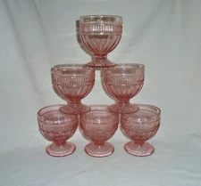 Anchor Hocking Annapolis Rosewater Pink Dessert Sundae Sherbet Glasses Set of 6