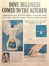 Dove Dish Detergent Liquid Soft Hands with Skin Lotion Vintage Print Ad 1965