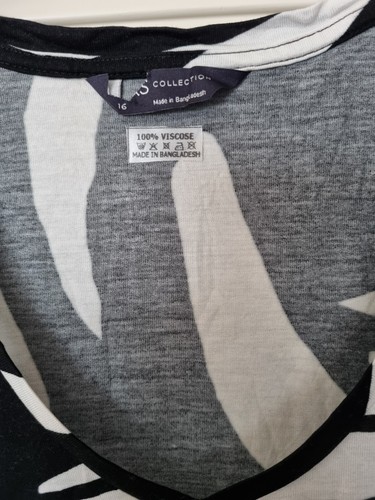 Marks and Spencer Black and White Print Low V- Neck Short Lightweight Dress - Picture 20 of 20