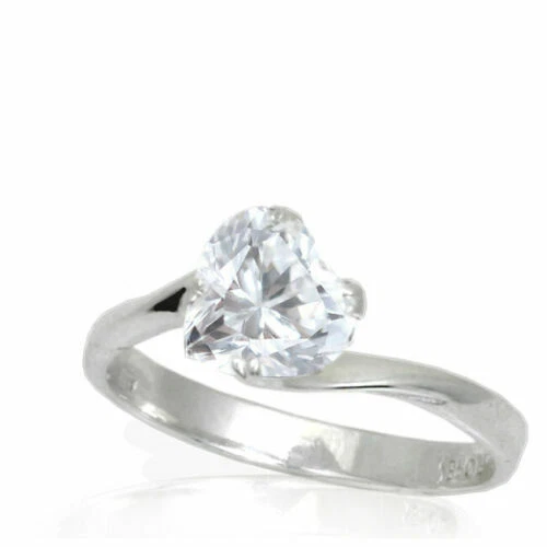 Anelli di lusso cuore in argento sterling pietra principale zircone