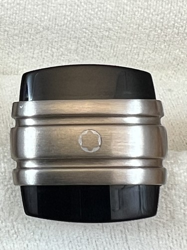 Montblanc Classic Collection Stainless Steel and Black Onyx Cufflinks 106624 NIB - Picture 3 of 6