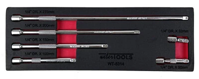 WEBER TOOLS Steckschlüssel Satz Set Verlängerung-en Werkzeug Knarren Ratschen Kfz 1/4“ 6-tlg
