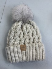 Cable Knit Beanie Toque Womens One Size Black Acrylic Ski Snow Pom Pom Page On