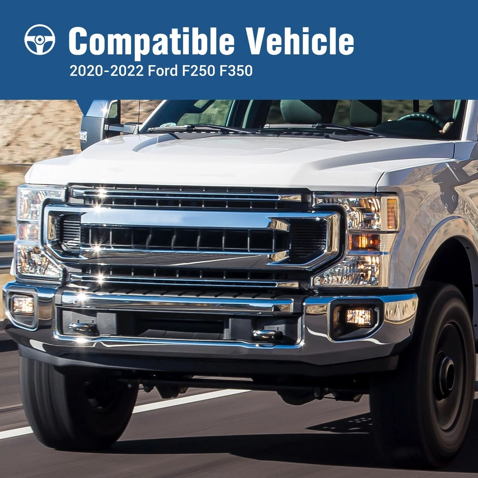 Chrome Steel Front Bumper Face Bar For 2020-2022 Ford F-250 F-350 Super Duty Foto 2 de 4