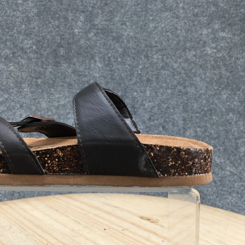 Mad Love Prudence Slide Sandal Youth 13 Brown Toe Loop Buckle Strap Faux Leather - Image 3 of 4