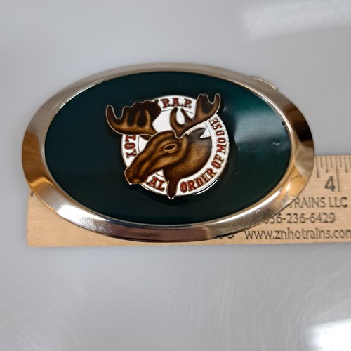 Loyal Order Of Moose Member Vintage Belt Buckle Silvertone Green - Picture 4 of 4