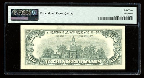 DBR 1977 $100 FRN Dallas Fr. 2168-K PMG 63 EPQ Serial K01501872A - Picture 2 of 2