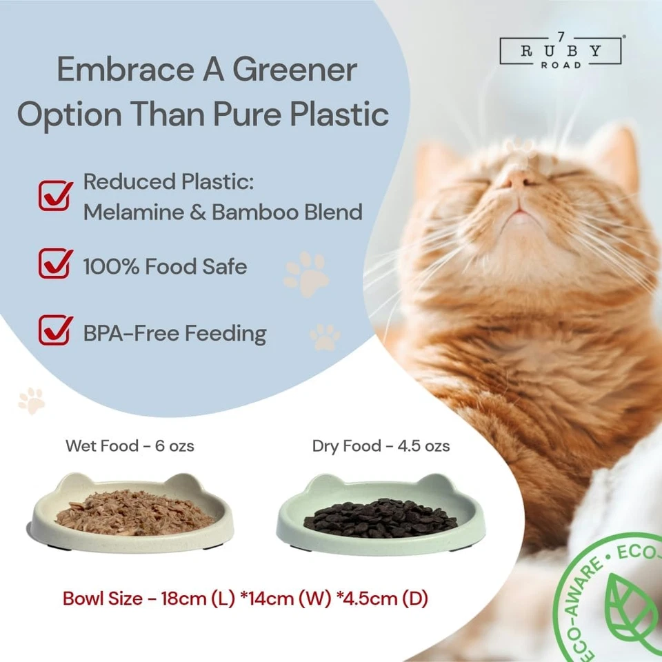 Cuenco antibigotes fatiga gato, juego de 2 - cuencos anchos de comida para gatos, húmedo y seco Foto 4 de 4