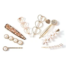 Set of 8 Yellow White Acrylic Sweat Absorbent Crystal Iron Duck Bill Clip Suit