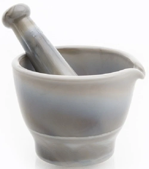 Mortar & Pestle - Gray Swirl Marble Glass - 2 oz - Mosser USA