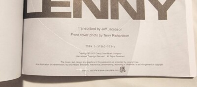 LENNY KRAVITZ LENNY Songbook 2002 Guitar Sheet Music Piano Rock