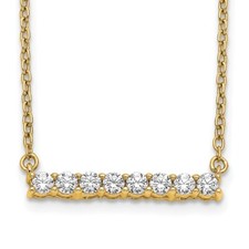 14k Yellow Gold Lab Grown Diamond Bar Necklace 18" Gift for Mother