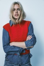 BNWT: SOFT TOUCH CABLE KNIT SLEEVELESS JUMPER from ZARA: COLOUR: RED: SIZE:LARGE