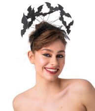 Vampire Bat Headband Black Glitter Deluxe Adult Halloween Fancy Dress Accessory
