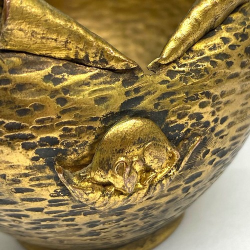 Antigua CESTA MEIJI HECHA A MANO Bronce Dorado Ikebana MOUSE Estilo Menuki - Imagen 4 de 10