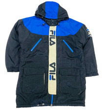 Vintage Fila Long Puffer Coat With Detachable Hood - 2xl