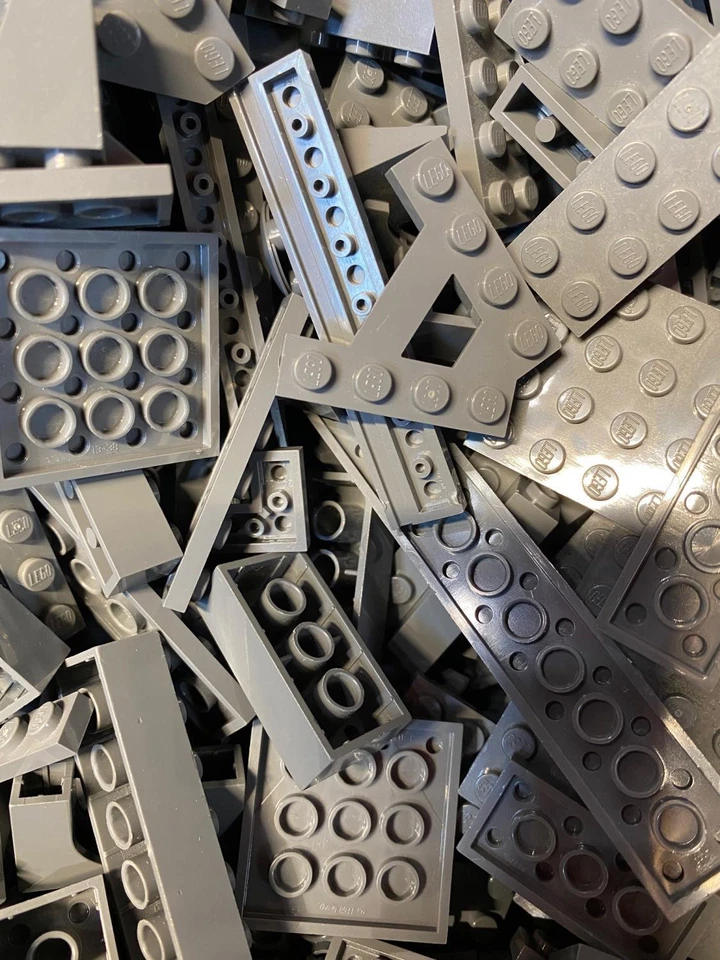 Lego ® 100 dunkelgraue Steine - dark bluish gray - Fliesen, Basic, Platten grau - Bild 3 von 4