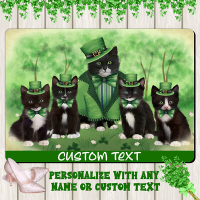 Tuxedo Cat Floor Mat Personalized Pet Door Mat Valentine Day NWT