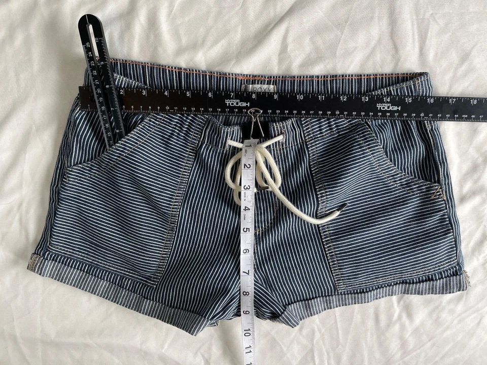 Womens ROXY Small Juniors Dude Stripy Short Drawstring Vintage Beach Surfer - Image 3 of 4