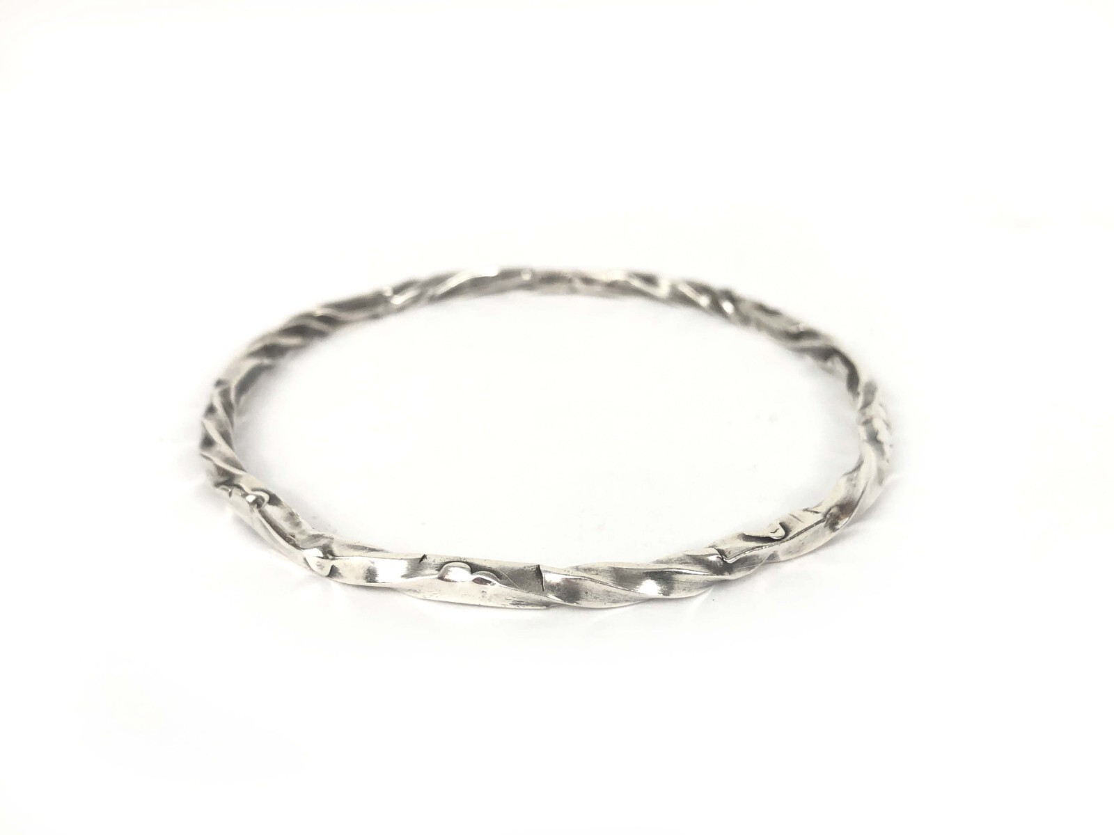 Twisted Bangle Solid Sterling Silver Bracelet Org… - image 1