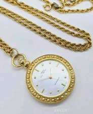 Sarah Coventry SUPREME Watch Necklace Gold-tone New Battery Vintage  #A