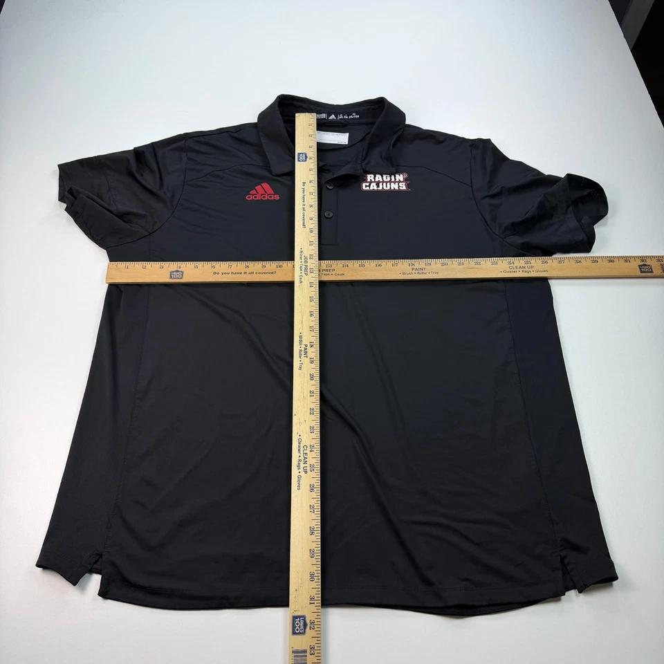 Adidas UL Lafayette Rajun Cajuns Polo Shirt Mens 2XL XXL Black Lightweight NCAA - Image 4 of 4